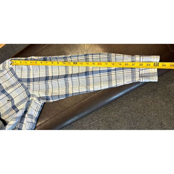 Vineyard Vines Classic Fit Whale Shirt‎ Men's Sz XL Cotten Linen Blue Plaid - Picture 9 of 9